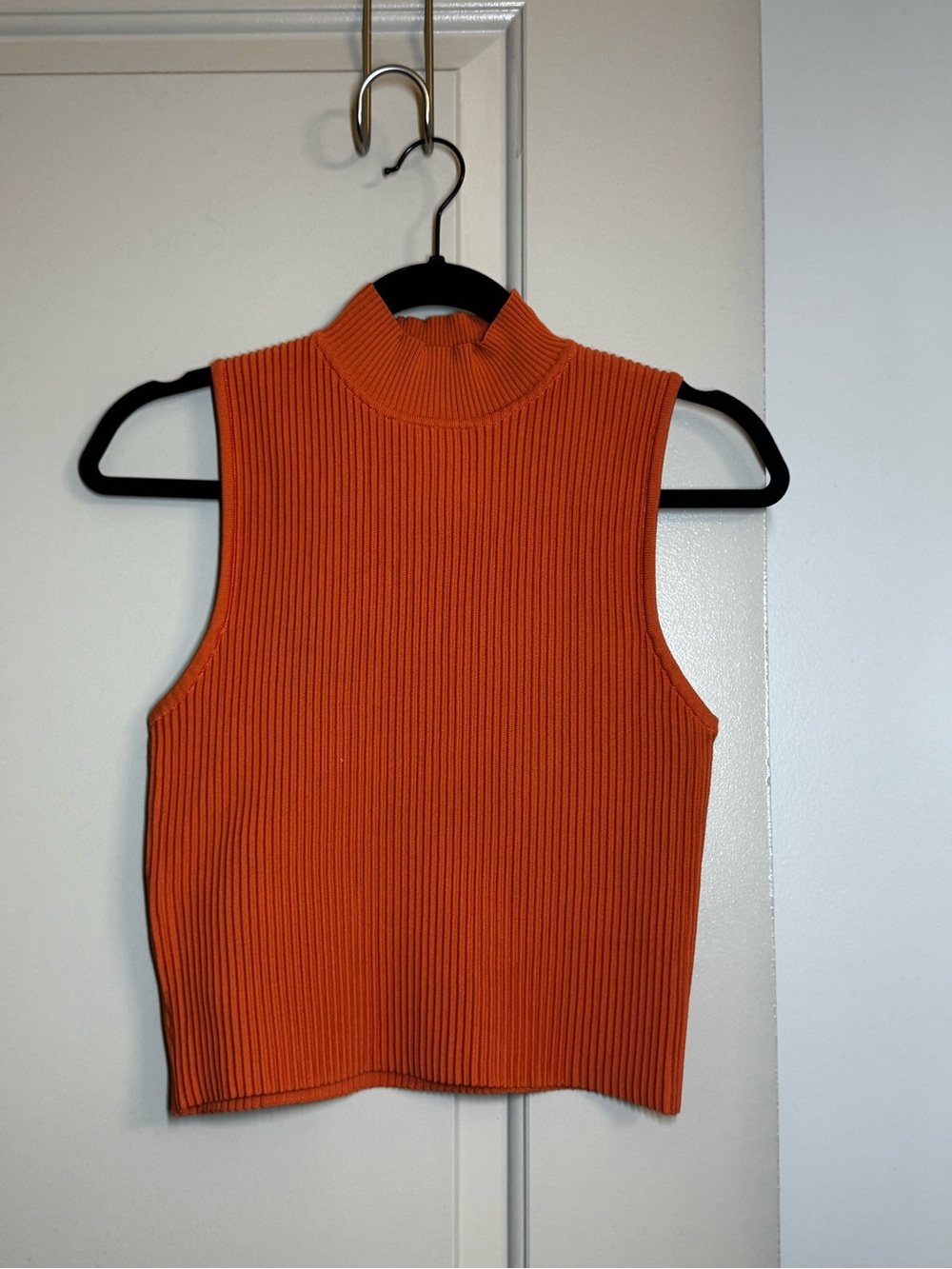 Forever 21 Orange Ribbed Mock Neck Tank